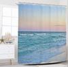 Ocean Beach Shower Curtain Bathroom Decorative Beach Hawaiian Art Print Fabric Shower Curtain Waterproof 12 Plastic Hook