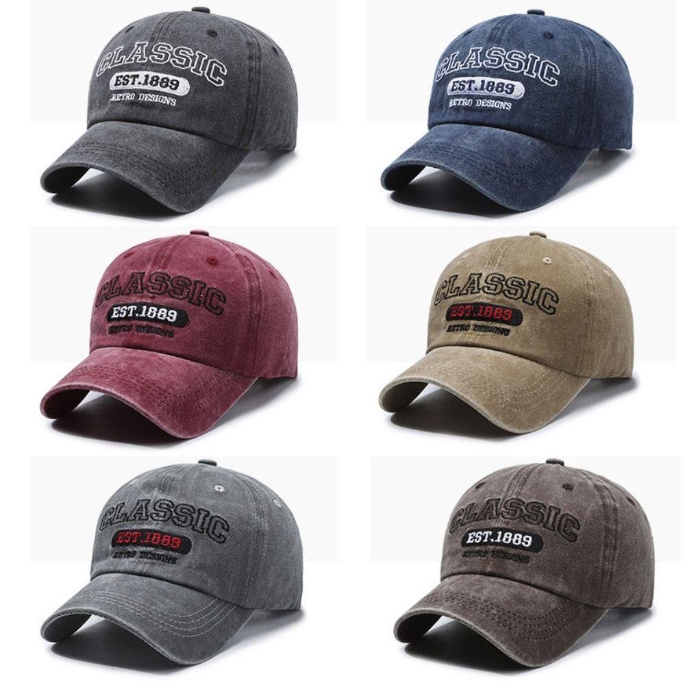 Fashion Classic EST.1889 Embroidery Baseball Cap Visor Adjustable Peaked Cap Washed Cotton Casquette For Man Women