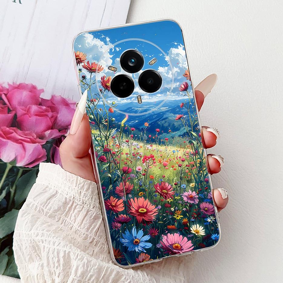 For Realme 14 Pro Plus Case RMX5051 Beautiful Flowers Painted Cover Soft Silicone Case For Realme 14 Pro Realme14 Pro+ 5G Fundas
