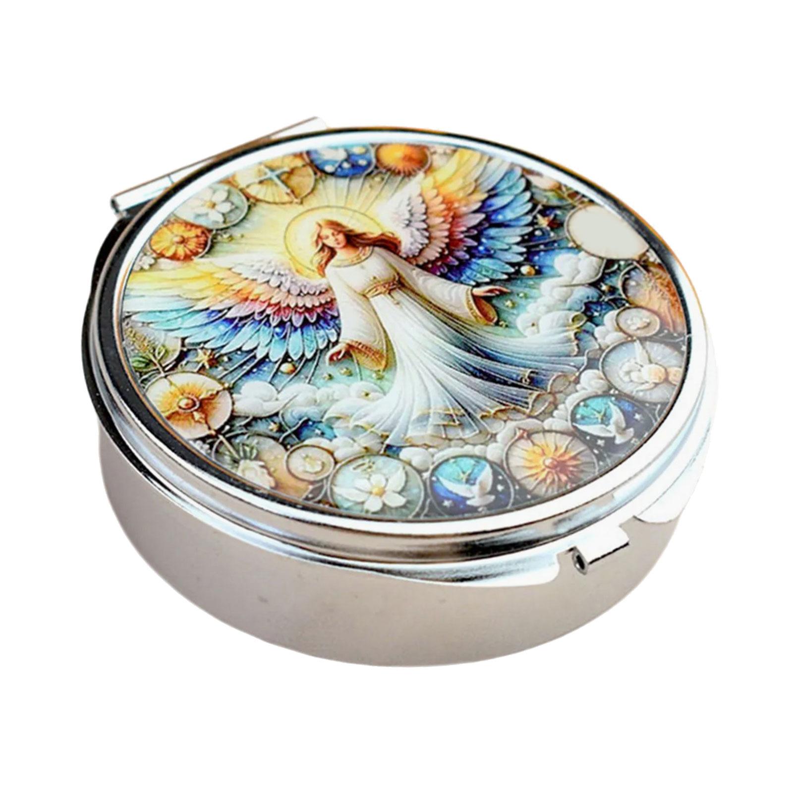 

Alloy Jewelry Case With Mirror And Medicine Compartment For Daily Essential Spacious Pills Storage Container 2
