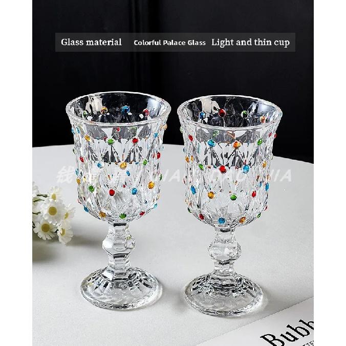 Elegant Glass Champagne Cup Set Creative Hand-Painted High-Aesthetic Value Red Wine Glasses French Style Beverage Accessories