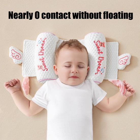 Baby Head Shaping Pillow with Adjustable Side Supports Orthopedic Positioner for Newborns Flat Head Prevention Breathable Infant Pillows for Side