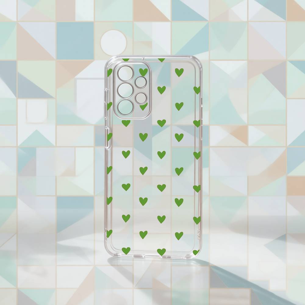 

green flowers and heart Phone Case Transparent Silicone Soft For Samsung S25,S24,S21,S22,S23,S30,Ultra,S20,Plus,Fe Samsung S20lite