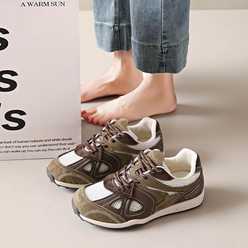 Women s Thick Bottom Breathable Mesh Deqin Shoes Summer 2026 Lightweight Versatile Casual Dad Shoes Sporty And Comfortable 35 хаки