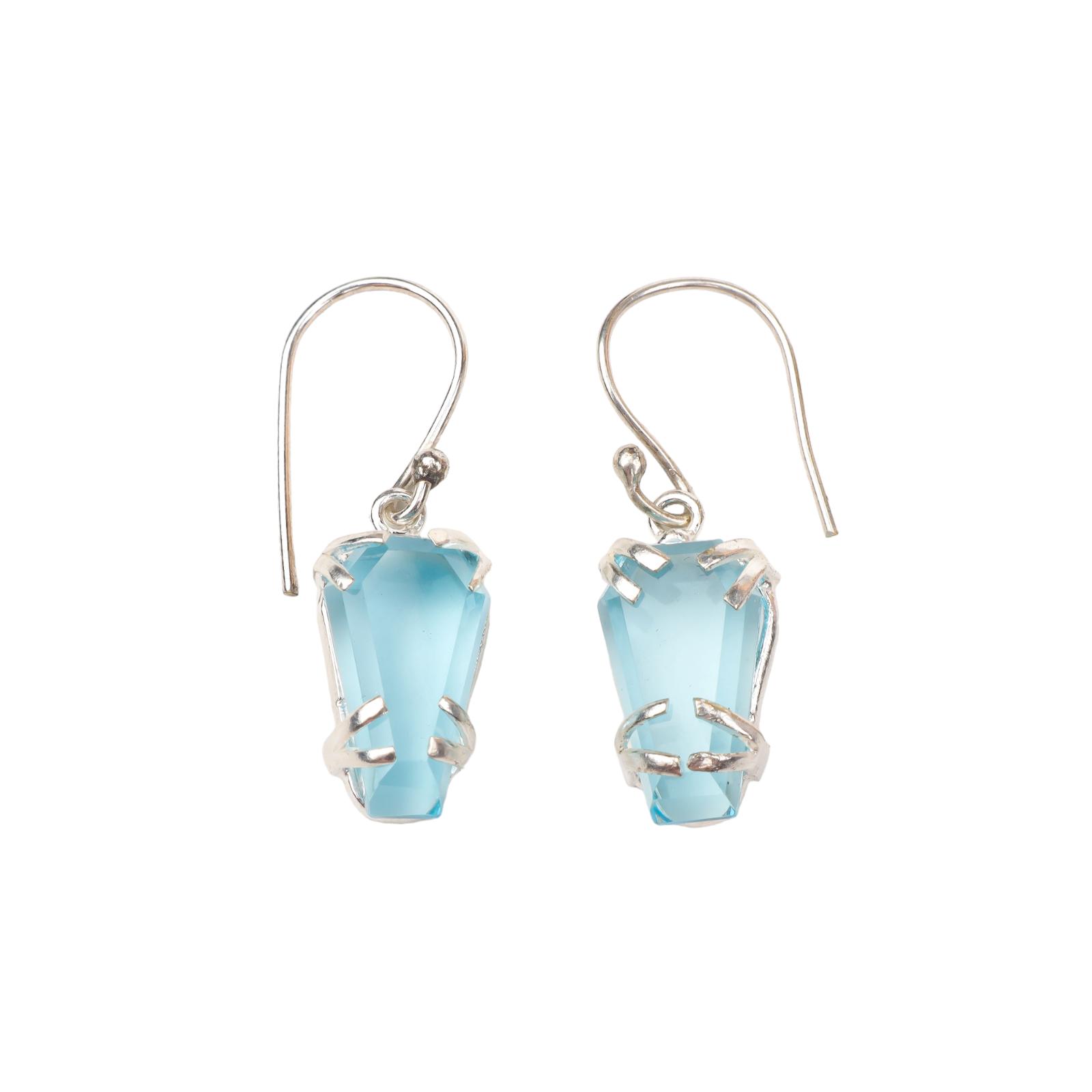 

Sky Blue Topaz Gemstone 925 Sterling Silver Jewelry Handmade Hook Earrings1.45 EE-129-3