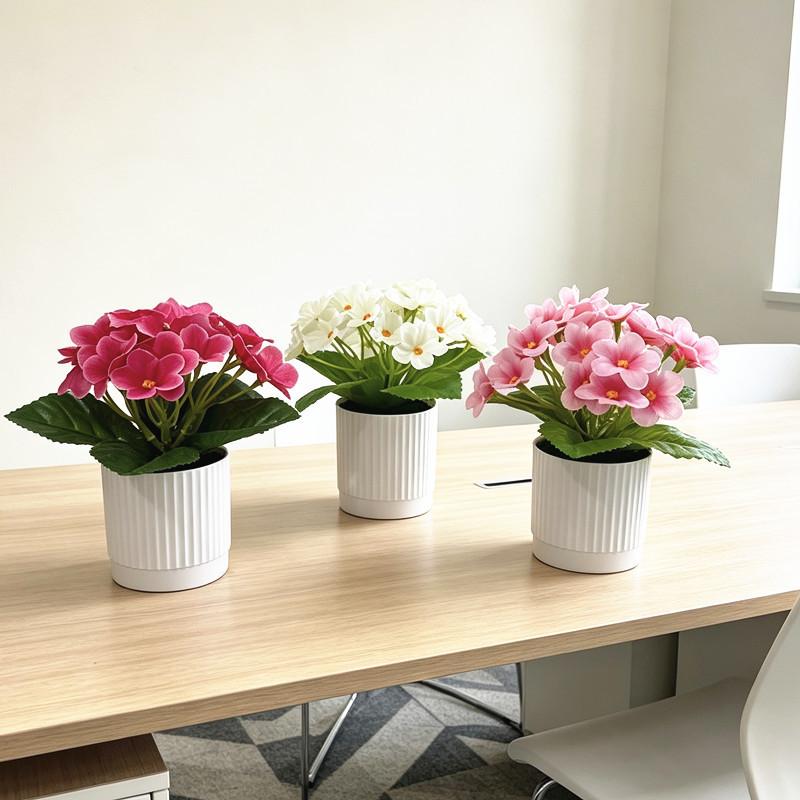 Purple Violet Artificial Plant With Plastic Base For Home Decor And Photography Props