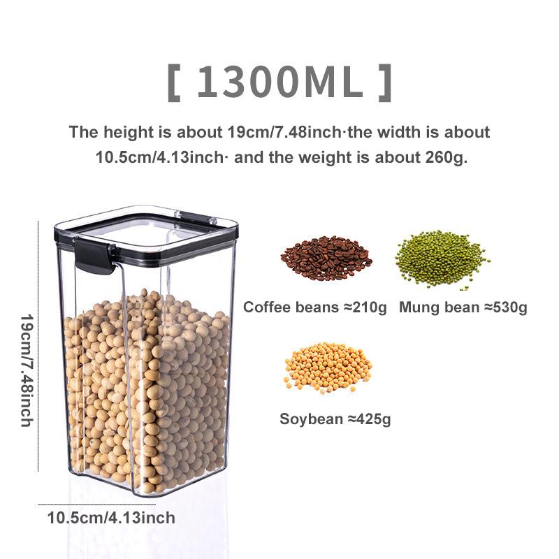 1/4PC Sealed Plastic Food Storage Box , Cereal Candy Dried Jars With Lid , Fridge Storage Containers Tank for Cereal Pasta Flour