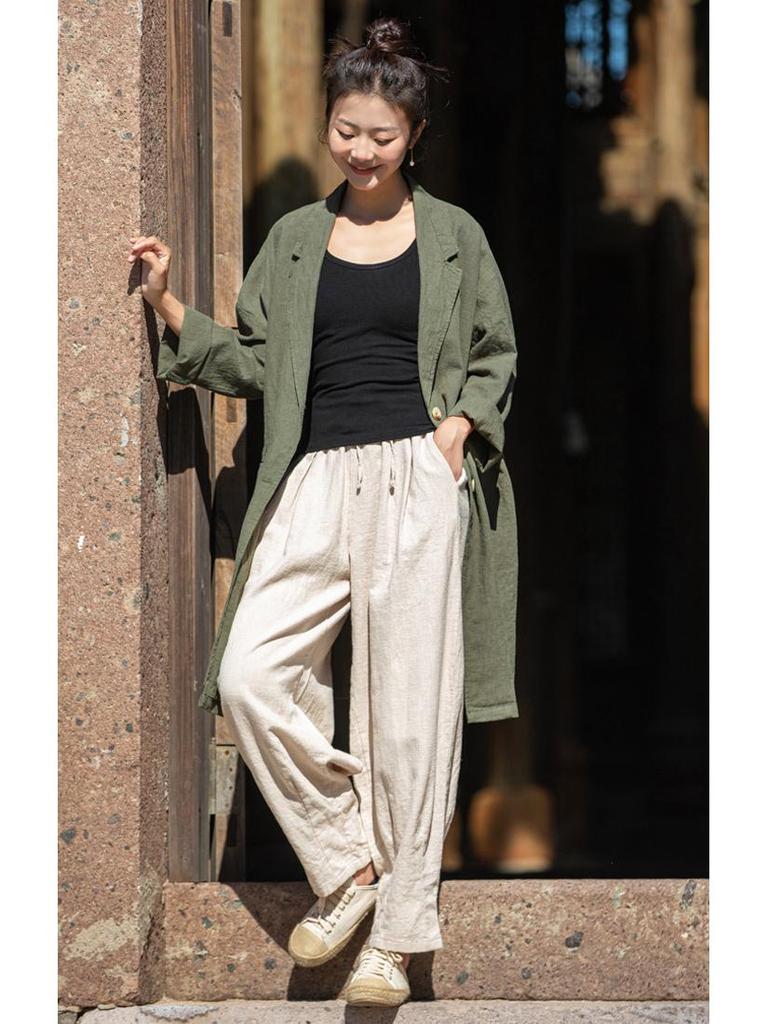 Women's Vintage Cotton-Linen Loose Lapel Shirt - Artistic Casual Style