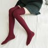 1 Pair Women Socks Vertical Stripe Solid Color Thigh High Long Tube Spring Autumn Good Stretch Beauty Leg Stockings Streetwear