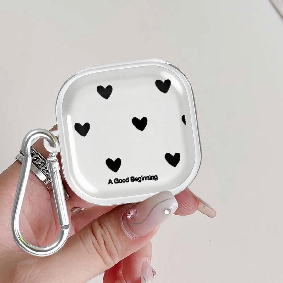 Custodia Per Samsung Galaxy Buds 3Pro 4Pro 3 FE 2 Live 2Pro 4 Pro Custodie Trasparenti Per Auricolari Cover Con Gancio Moda Cuore D'Amore