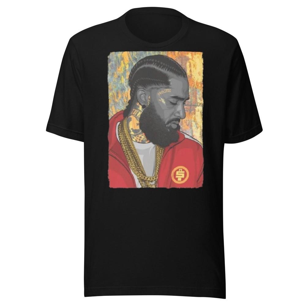 Футболка рэп-исполнителя Hussle In Gold 100% Ультрамягкий Хлопок Унисекс С Круглым Вырезом Топ Унисекс Футболка XXXL