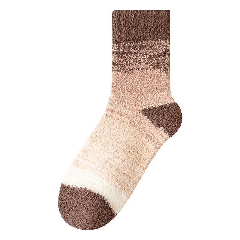 Autumn and Winter Men's Coral Fleece Tie-dyed Floor Socks, Men's Home Thickened Warm Mid-calf Socks, Casual Men's Socks