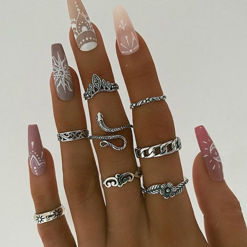4Pcs Silver Punk Vintage Elephant Ring Set Women Retro Finger Rings Boho Stf TB 4Pcs Silver Punk Vintage Elephant Ring Set Women Retro Finger Rings Boho Stf TB