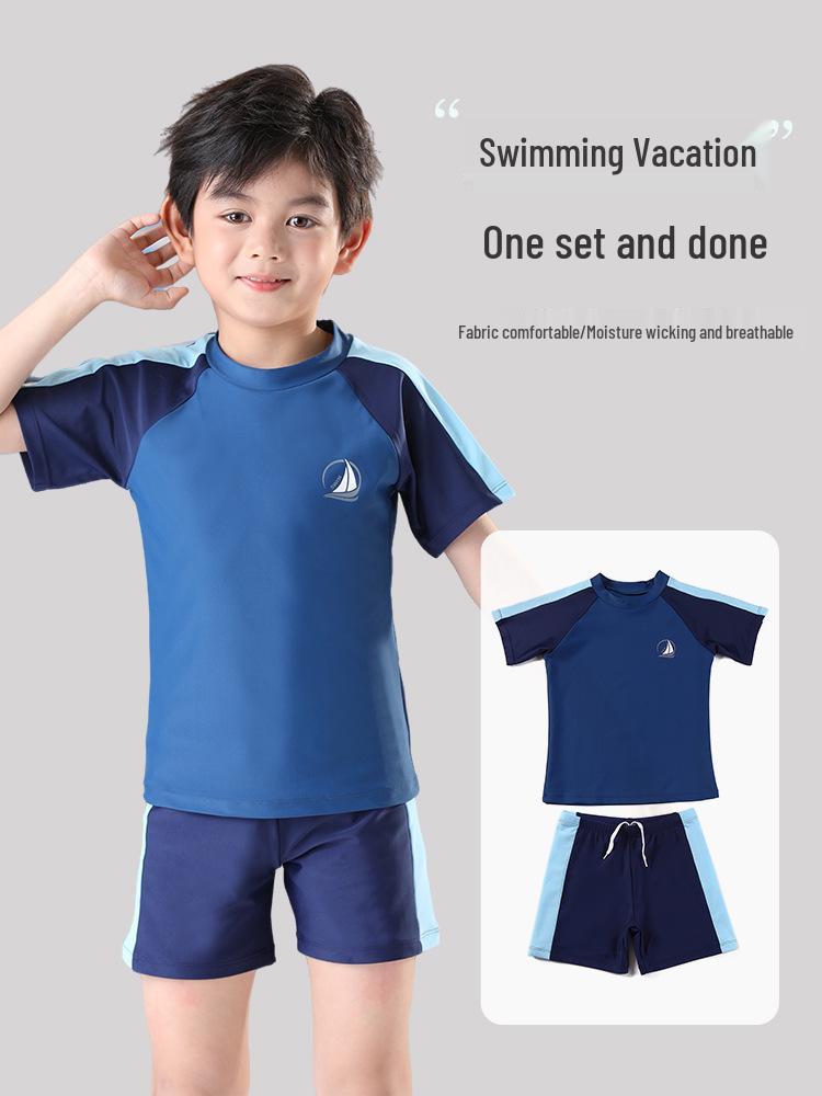 2026 Children's Sun-Protective Two-Piece Swimwear for Toddlers and Boys