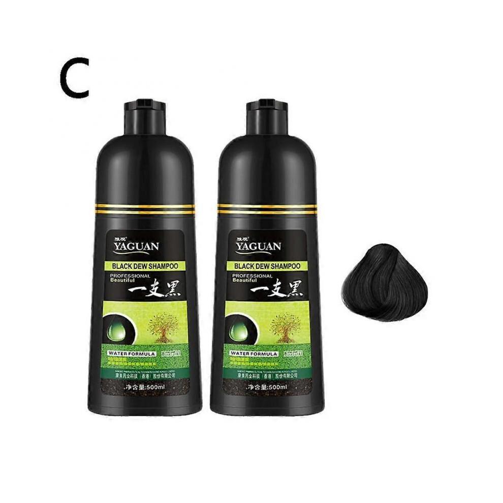 (1 pezzo, nero) Shampoo Yaguan alle Erbe Rugiada Nera, Shampoo Colorante per Capelli Neri 3-in-1 Colore Capelli Colorin