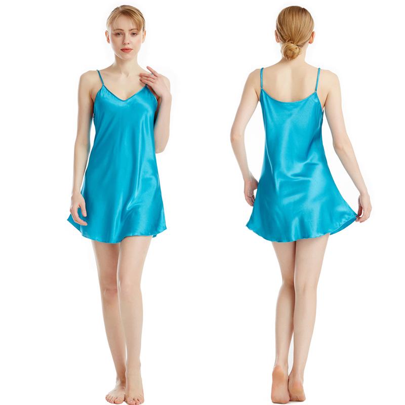 Women s Ice Silk V-Neck Camisole Nightgown - Summer Sleeveless Loose Fit Pajamas XXXL (87.5-95 kg)