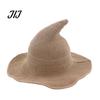 Witch Hat for Halloween Women Pointed Hat, Foldable Wide Brim Knitted Cap, Masquerade Party Prop Cosplay Autumn Winter, Themed Costume Accessory