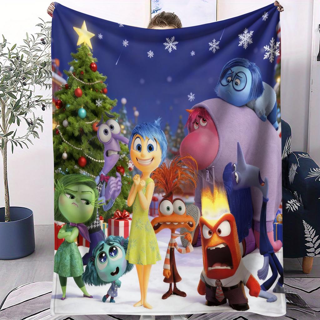 Inside Out Theme Christmas Blanket Quality Winter Soft Warm Throw Blanket Girls Boys Gift For Couch Bed Office Camping Travel