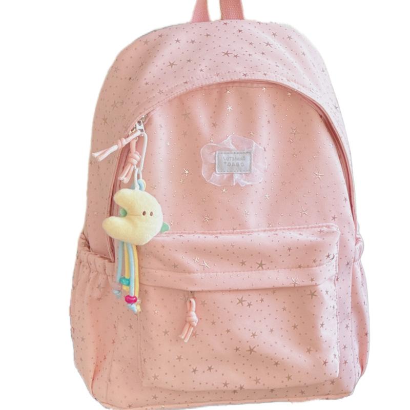 Schoolbag New School Bag Women's Large Capacity Backpack Junior High School High School Students Full of Stars Fashion Lightweight Casual Backpack