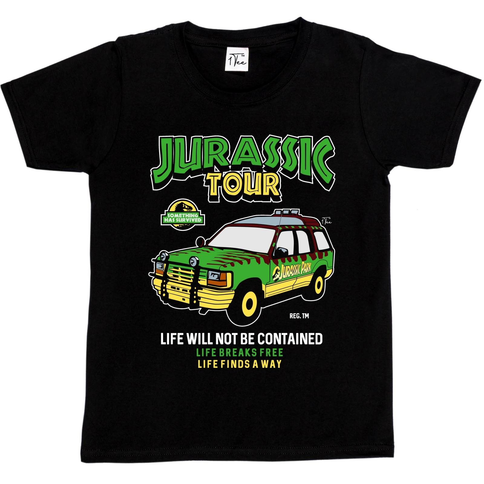 1Tee Kids Boys Jurassic Tour Car T-Shirt S