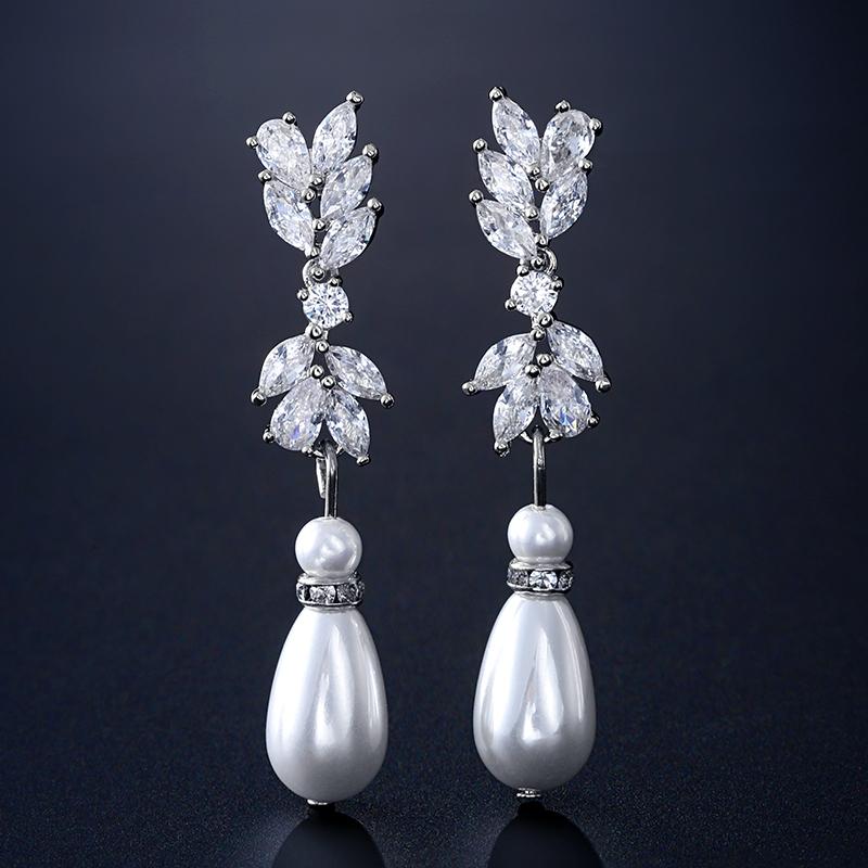 ZAKOL Elegant AAA Cubic Zirconia Imitation Zircon Dangle Earrings for Women Aesthetic Bridal Wedding Earring Party Zircon Gift