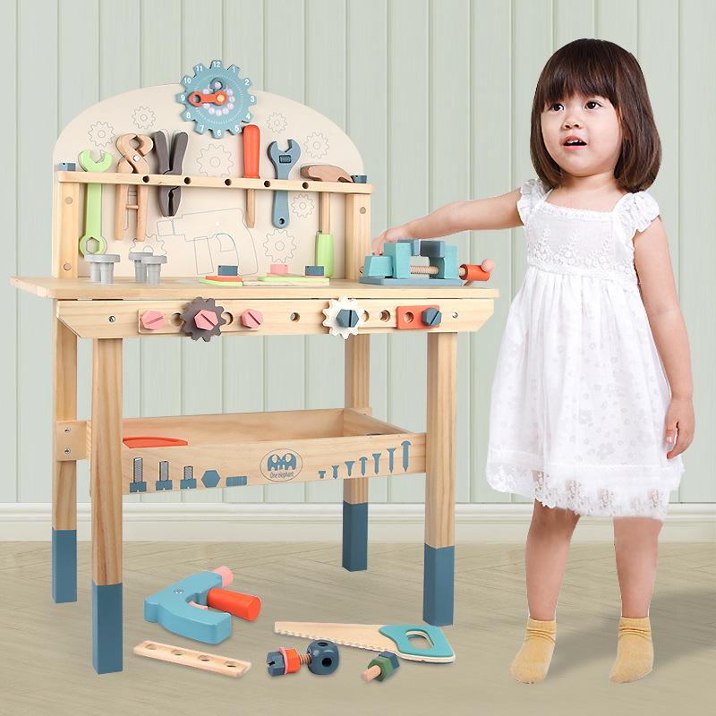 Multifunctional Wooden Workbench: Interactive Educational Toys for Early Childhood Role-Playing