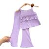Sommer-Zweiteiler für Mädchen aus Eisseide: Trägerkleid & Schlaghose Set