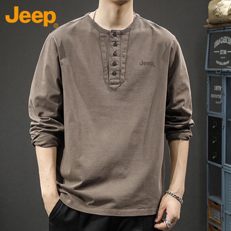 JEEP Men's Retro Henley Long-Sleeve T-Shirt