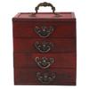 Jewelry Box Chinese Vintage Case 4 Drawer Wood Oriental Compact Ample Capacity Versatile Storage