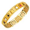 Geometric I-Beam Design Magnetic Therapy Bracelet Men Titanium Steel Adjustable Health Wristband Black Gold