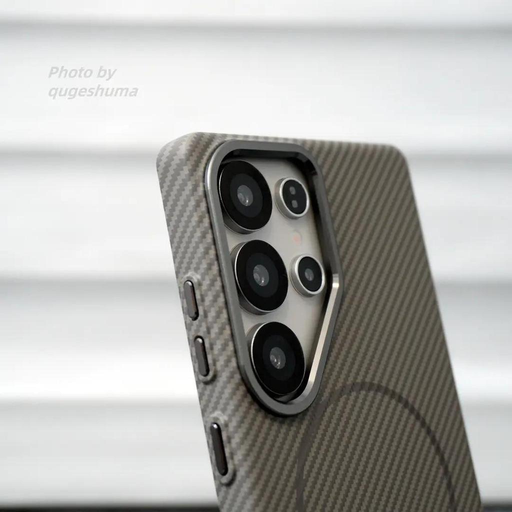 Carbon Fiber Pattern Phone Case for Samsung Galaxy S25Ultra- Metal Frame Magnetic Ring Shockproof Cover On Samsung S25/S25 Plus/25 Ultra/S24 Ultra