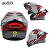 Unisex Full Face Flip-Up Motorcycle Helmet with LED Taillight, All-Season, 3C/DOT Certified