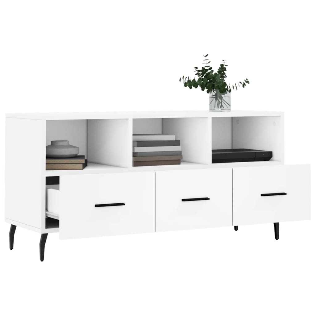 Vidaxl Szafka Pod Tv, Biała, 102X36X50 Cm, Materiał Drewnopochodny