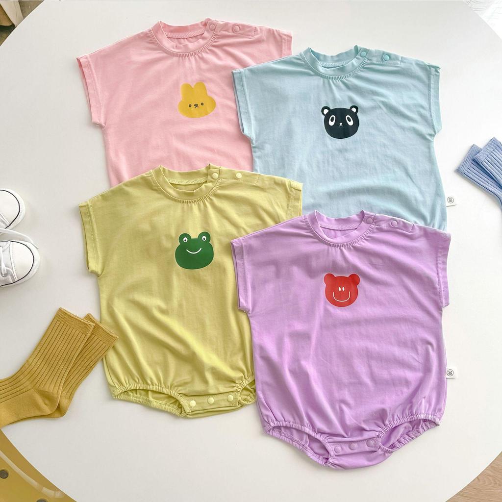 Unisex Cartoon Summer Baby Bodysuit with Snap Crotch