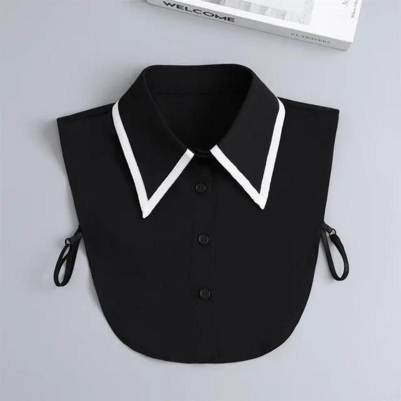 New Women White Lace Fake Collar Vintage Shirt Detachable Collar Front Tie Men Lapel Blouse Top Sweater Cotton False Collars