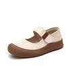 Fashion New authentic cow leather flats woman summer mary jane shoes for women autumn soft strappy loafer ladies daily walk shoes travel