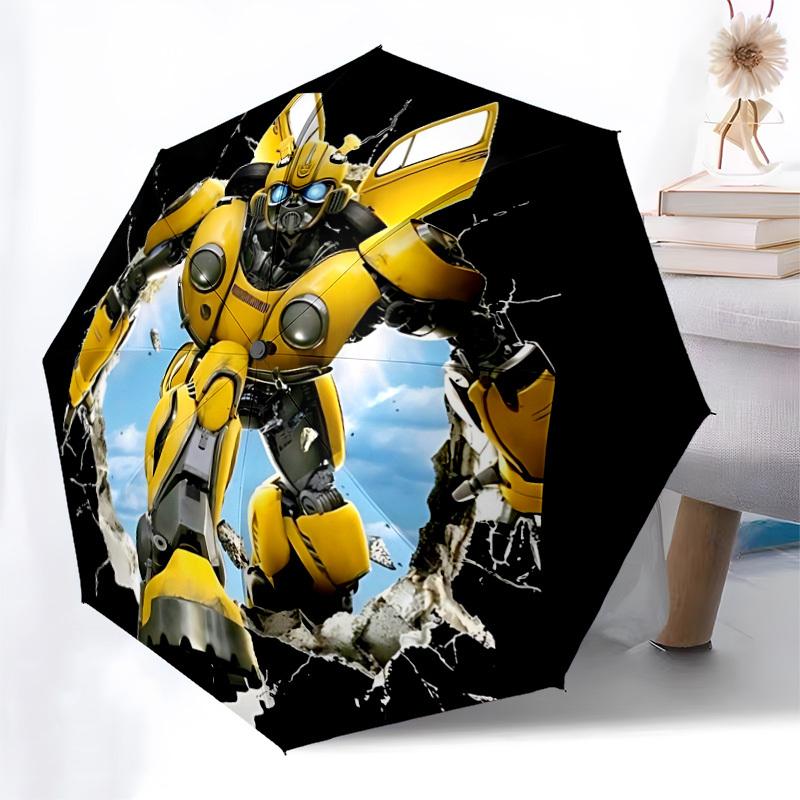 1pc Transformer Bumblebee Automatic Umbrella | Portable Foldable 8-Rib Manual Open, Cute Halloween & Christmas Gift for Outdoor, Casual Accessory, Dur