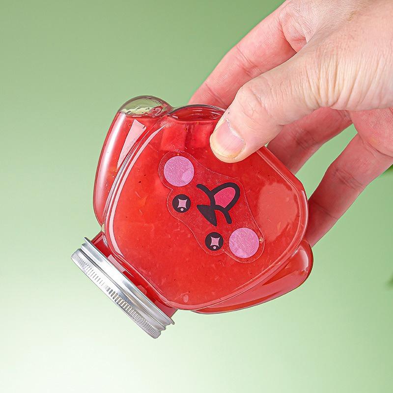 1Pc 350Ml Cute Dog Pet Bottle Clear Milk Tea Bottle Water Bottle Portable Coffee Juice Cold Drinking Cup Drink Bottle