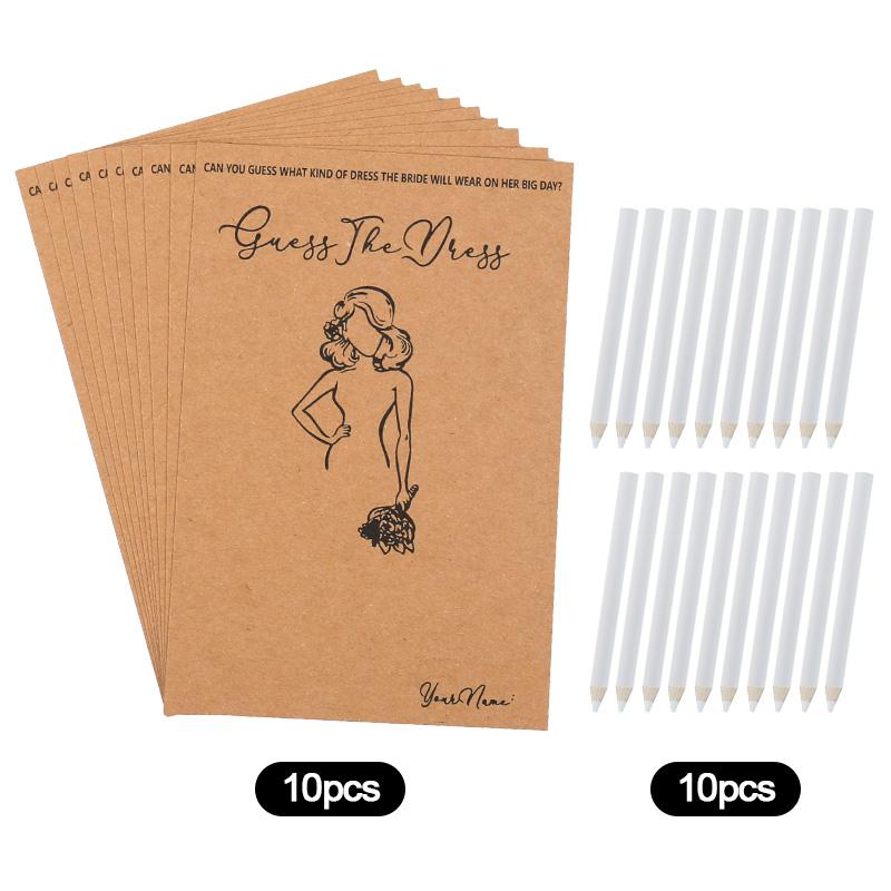 

10/20 наборов карточек для игры «Свадебное платье» с ручками, Угадай платье, Игры для рисования на девичнике, Украшения для девичника, Подарки