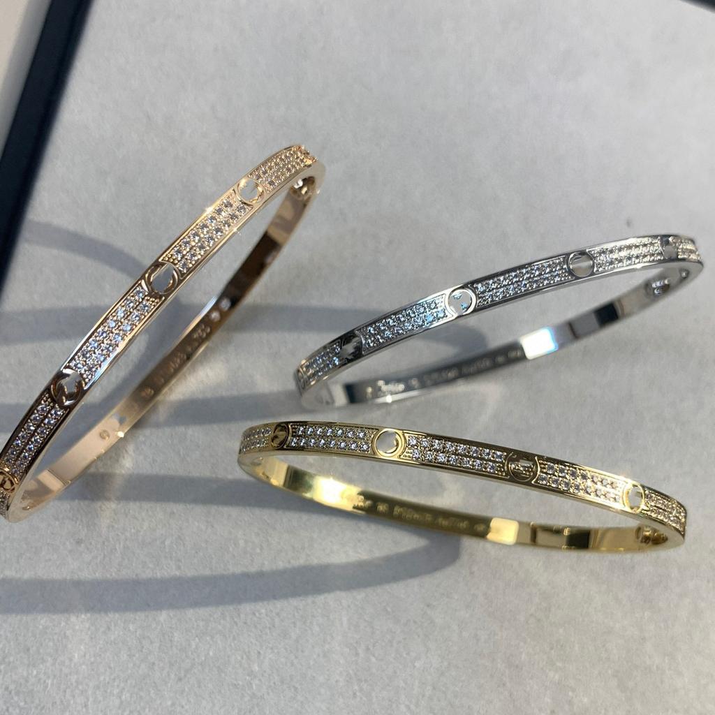 High Version V Gold Gypsy Star Narrow Version Two-row Diamond Bracelet Women's Thick-plated 18K Rose Gold Light Luxury Bracelet Versatile