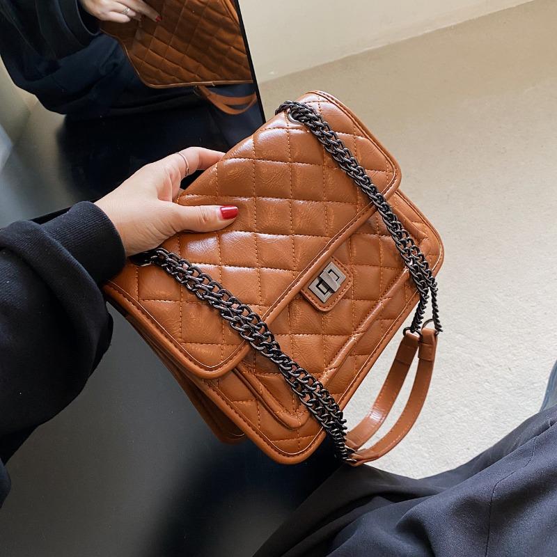 

Women s autumn and winter new fashionable retro small square bag trendy versatile chain shoulder messenger bag коричневый