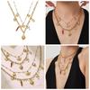 European Luxury Heart Multi-Pendant Double Layer 18K Gold-Plated Stainless Steel Necklace