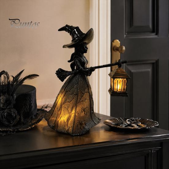 Halloween Atmosphere Lamp Witch Decoration, Gothic Holding Lantern Light, Decorative Battery Powered for Home Office Porch Festival Party Supplies