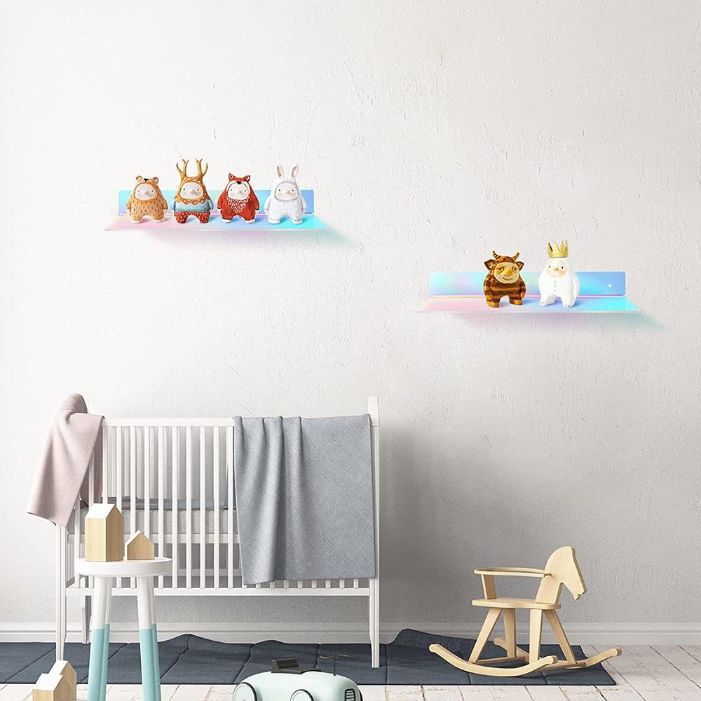Color Acryl Wall Mounted Type Storage Rack Rainbow Color Acrylic Floating Shelves Strong Wall Mounted Display for Organizing