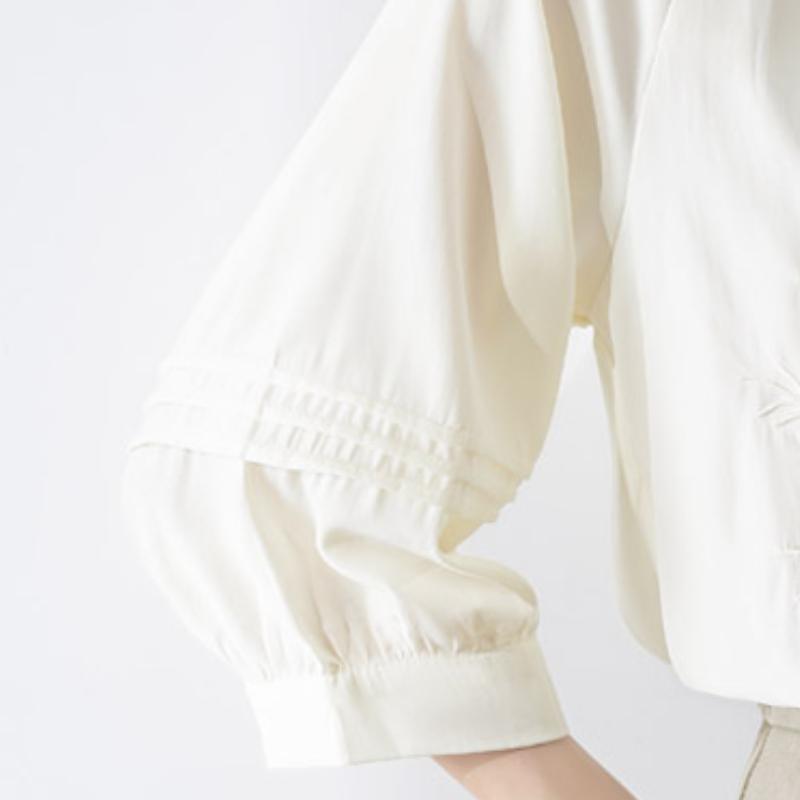 Solid Elegant French Embroidery Retro Sexy Shirt Women Basic Sweet Three Quarter Sleeve Tops Female Korean Fashion Design Niche Casual Slim Clothing