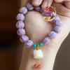 Purple Orchid Taro Bracelet: Waking Lion Design for Happiness & Auspicious Wishes - Women's Skin-Brightening Jewelry.