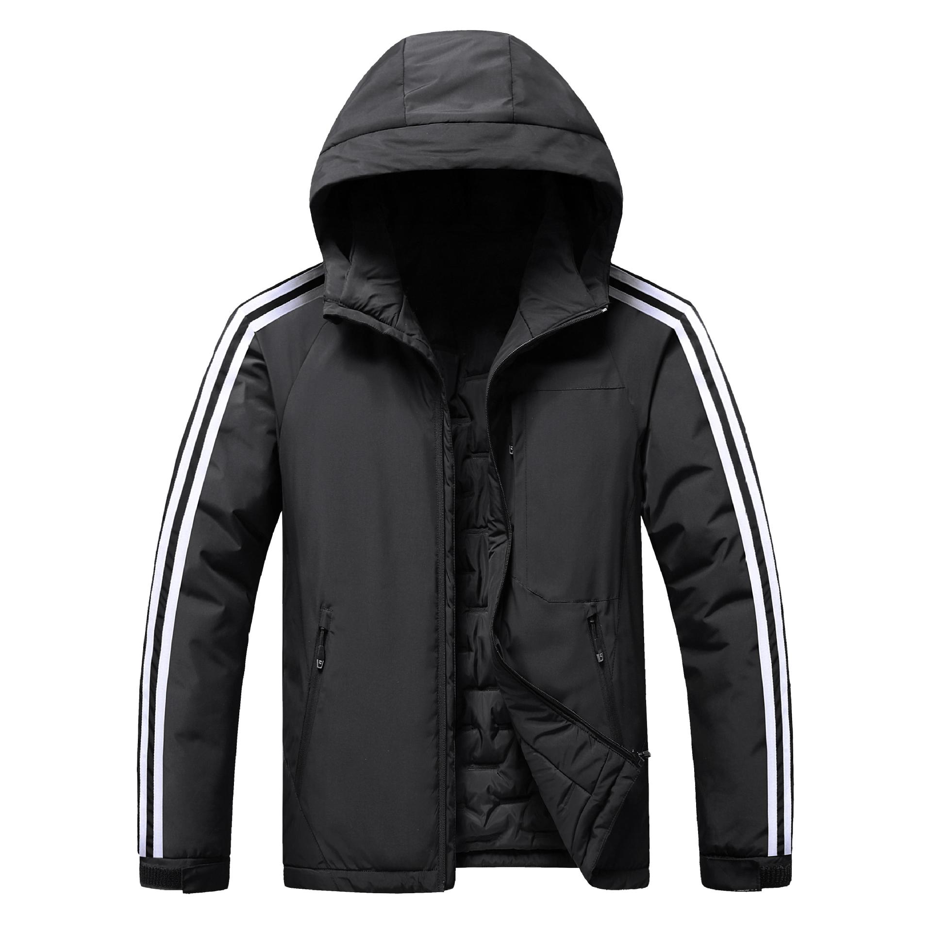 

Зимняя одежда с хлопковой подкладкой Мужская трехсторонняя мужская одежда с хлопковой подкладкой с капюшоном Теплая куртка Зимняя популярная одежда с пуховой подкладкой из хлопка 2XL чёрный
