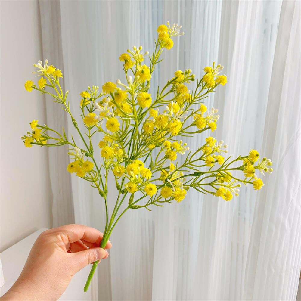 Artificial Gypsophila Baby Breath Flowers, Soft Plastic Realistic Fake Floral Design, For Home Wedding Bouquet & Photo Props