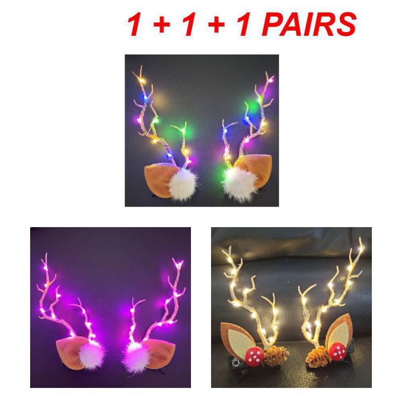 4-1 STÜCKE Bunte Licht Geweih Haarspange Mode Ohren Weihnachten Halloween Haarspange Accessoires Geweih Stirnband Neue Kopfbedeckung