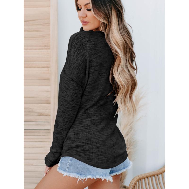 Women S Long Sleeve Casual Solid Color T Shirt Loose Fit Top